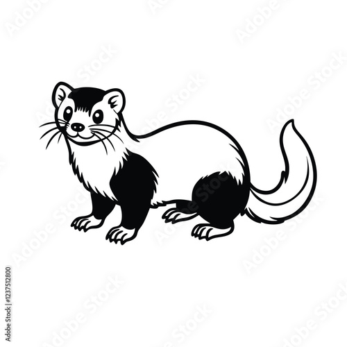 Ferret, Ferret vector, Cute ferret, Ferret vector graphics, Black and white ferret, Ferret vector illustration