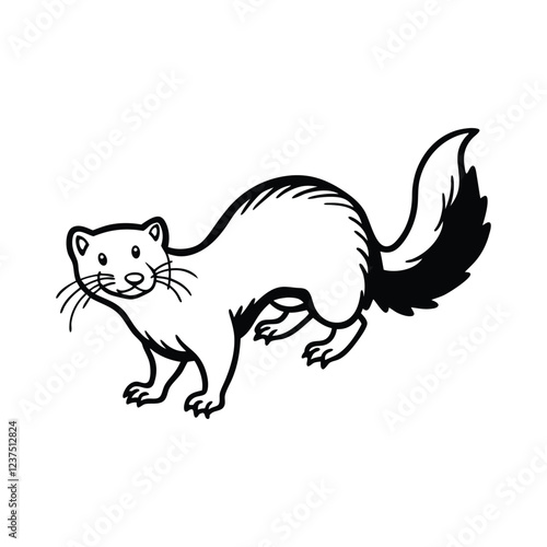 Ferret, Ferret vector, Cute ferret, Ferret vector graphics, Black and white ferret, Ferret vector illustration