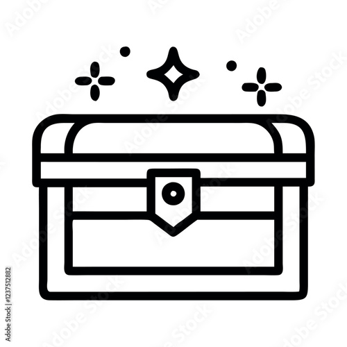 Magical Treasure Chest Outline Icon Design