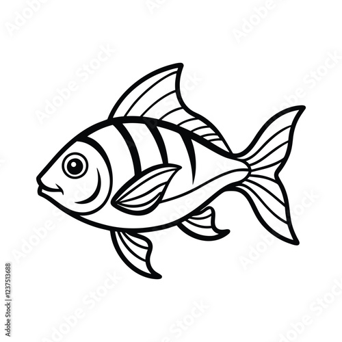 Fish, black and white fish, fish vector, minimalist fish, fish outline vector illustration