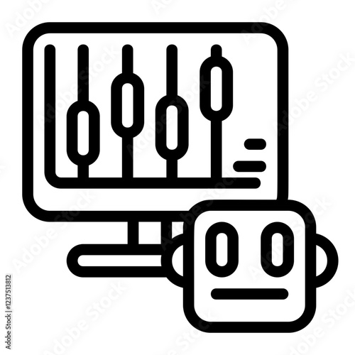 AI Trading Bot Line Icon
