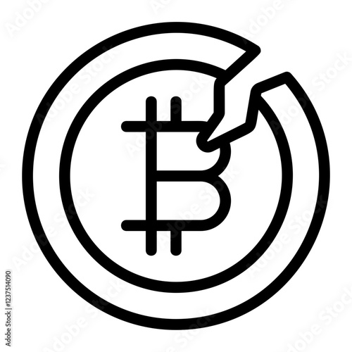 Broken Bitcoin Line Icon
