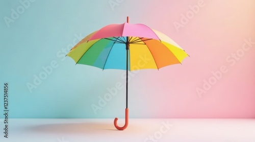 Wallpaper Mural A vibrant rainbow umbrella stands on a pastel surface, symbolizing protection, optimism, and the promise of a bright future. Torontodigital.ca