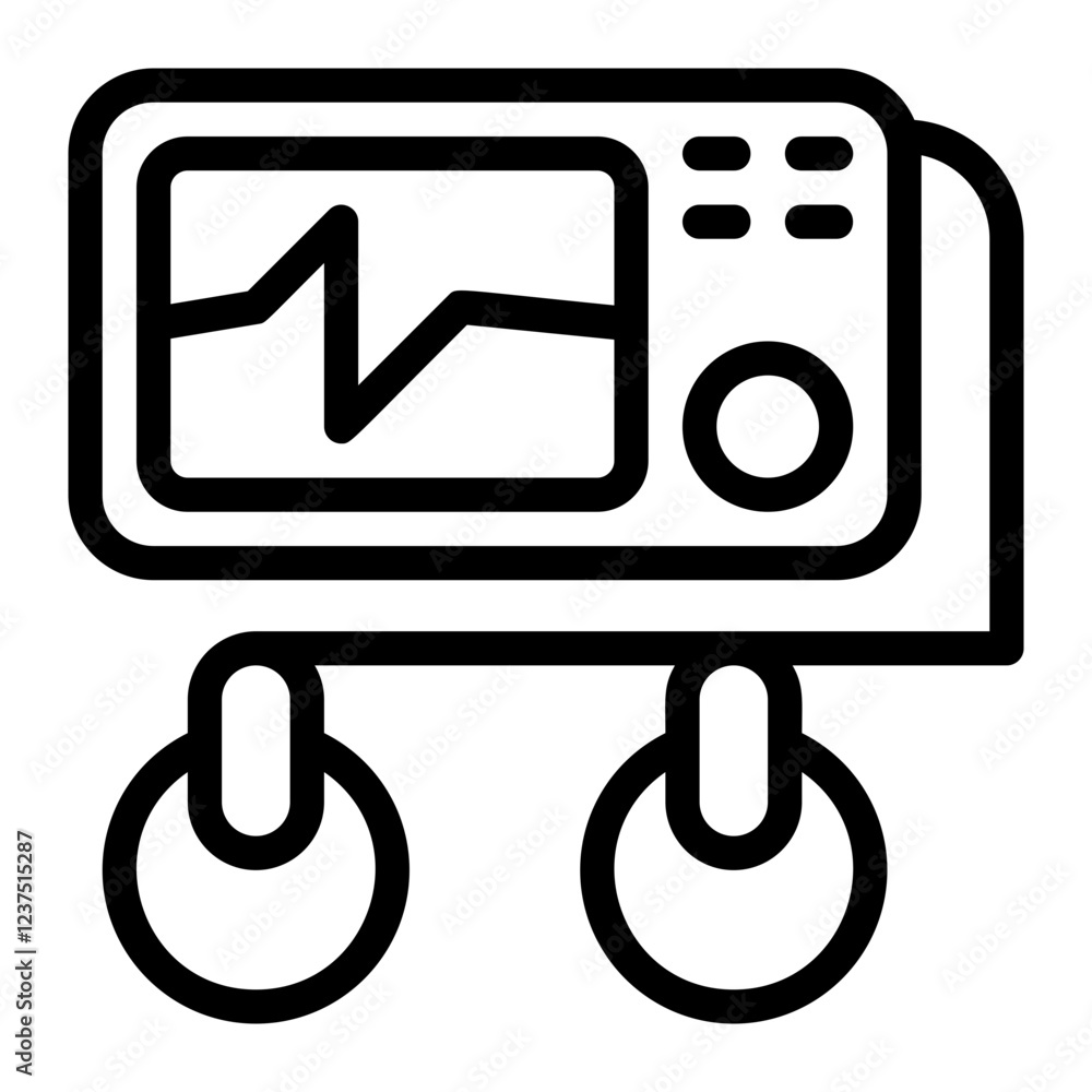 ECG Machine Line Icon ECG Machine Line Icon