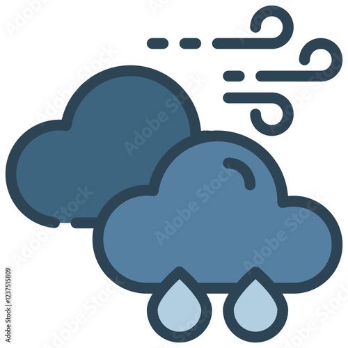 cloud rainy rain wind windy weather filled outline icon