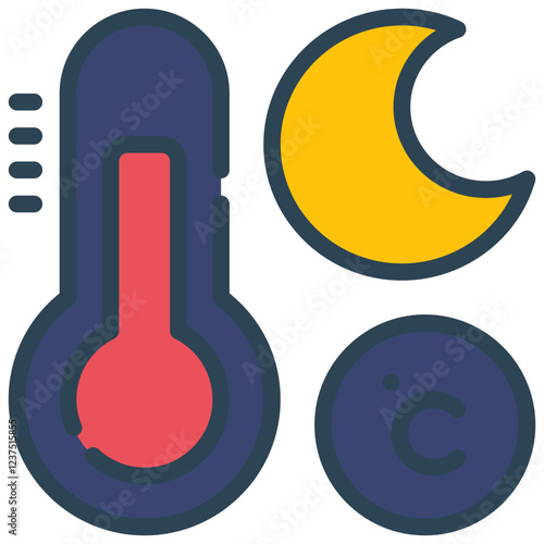 moon night temperature termometer weather filled outline icon