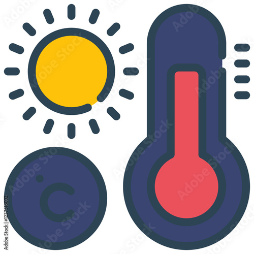 sun day temperature termometer weather filled outline icon