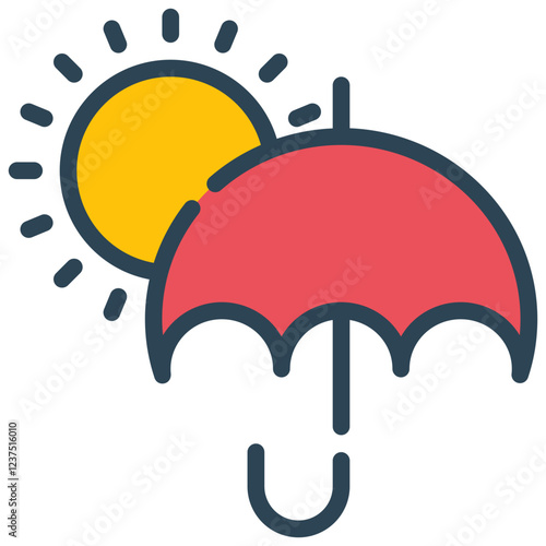 sun umbrella uv weather filled outline icon