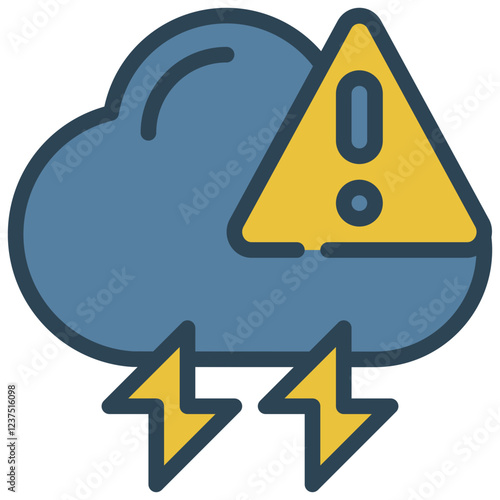 warning exclamation storm thunder weather filled outline icon