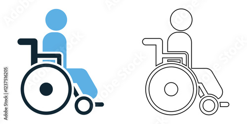 wheelchair icon vector, mobility aid, disability support, and healthcare assistance, hospitals, clinics, medical care, and accessibility services pictogram symbol ui and ux design, glyphs and line