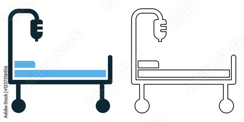 hospital bed icon vector, patient care, medical treatment and healthcare facilities, hospitals, clinics, emergency rooms and recovery centers, pictogram symbol ui and ux design, glyphs and stroke line