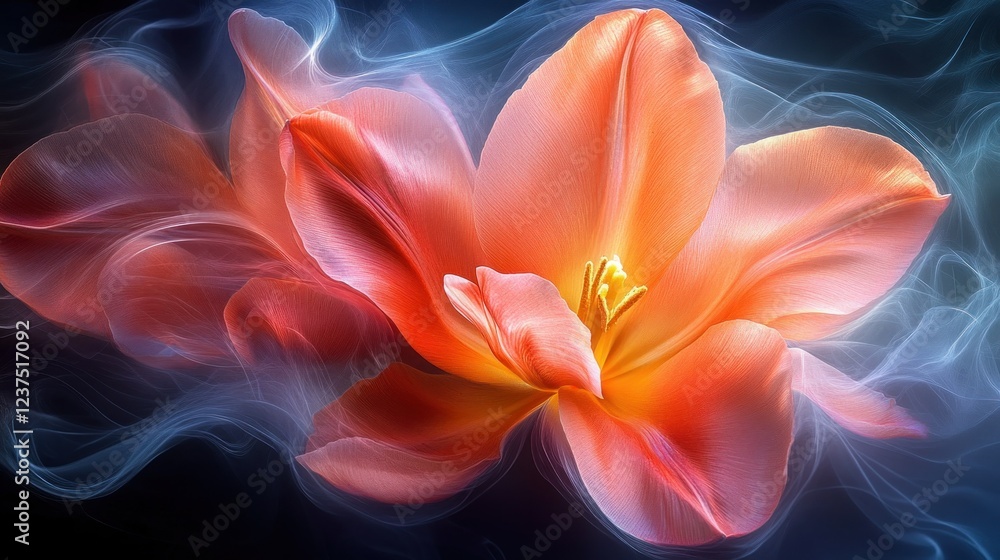 Obraz premium Enigmatic Bloom: A Dreamlike Tulip in Smoky Embrace