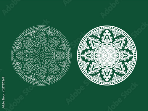 Round shape Khmer art drawing from temple sculpture, Cambodia traditional ornamental pattern it's good for culture design, decoration project, royal palace. Traditional ornament art Cambodia.