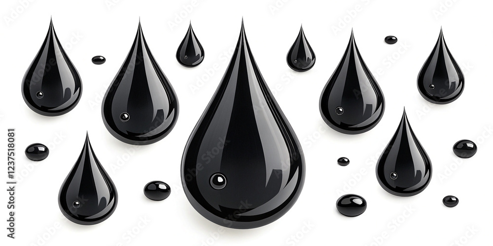 Elegant Collection of Black Drops Isolated on a Clean Background for Artistic Use Elegant Collection of Black Drops Isolated on a Clean Background for Artistic Use