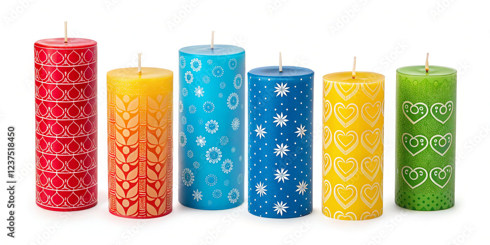 Dynamic Collection of Colorful Candles Isolated on a Bright Background for Festive Occasions Dynamic Collection of Colorful Candles Isolated on a Bright Background for Festive Occasions