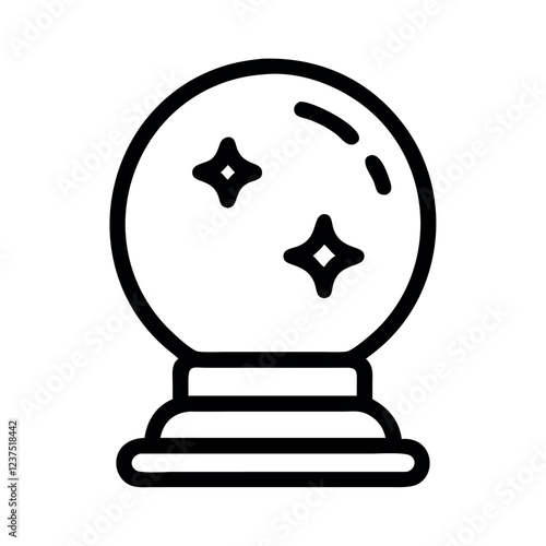 Crystal Ball Divination Fortune Line Art
