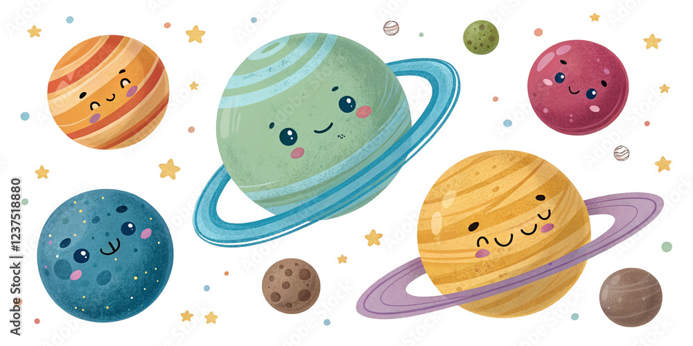 Creative Collection of Fictional 3D Cartoon Planets Isolated for Imaginative Projects Creative Collection of Fictional 3D Cartoon Planets Isolated for Imaginative Projects