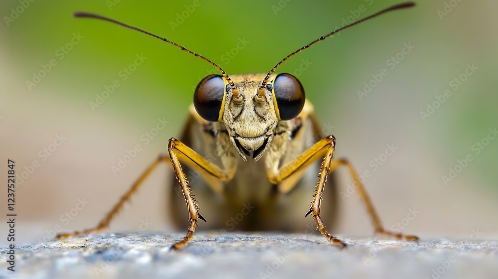 Detailed Portrait of Insect with Prominent Eyes and Antennae on Surface : Generative AI Detailed Portrait of Insect with Prominent Eyes and Antennae on Surface : Generative AI