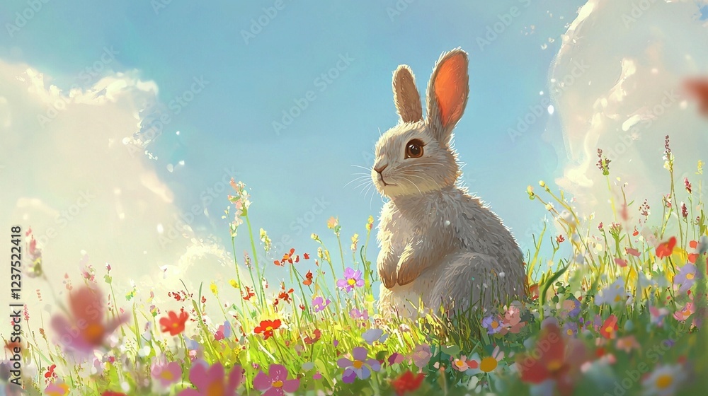 Fototapeta premium Bunny in Spring Meadow