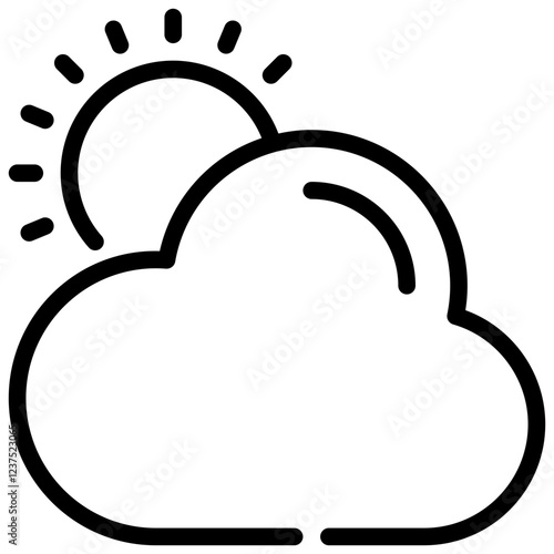 sun cloud cloudy weather simple line icon