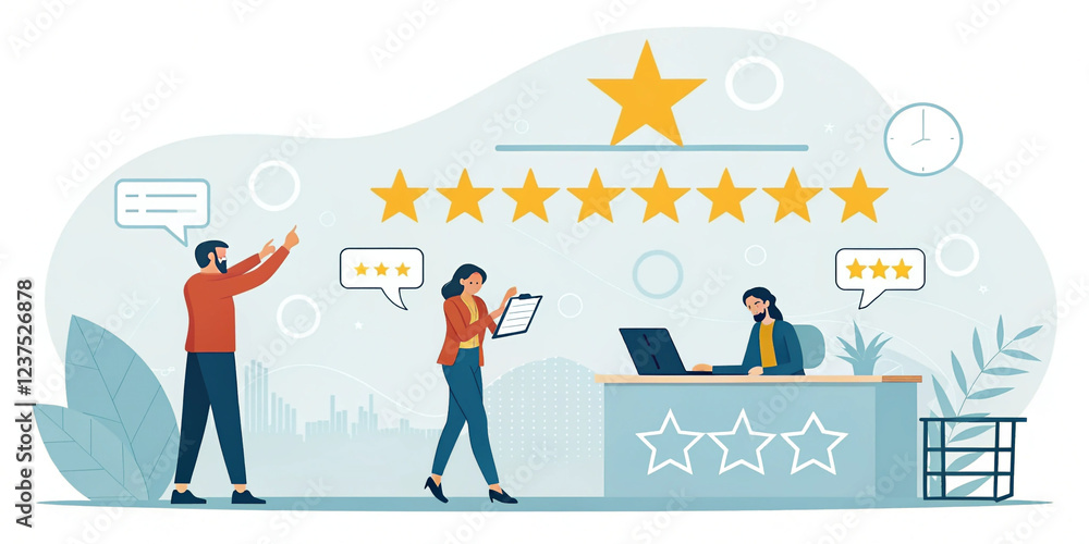 Naklejka premium Isolated Customer Satisfaction Survey Concept for Evaluating Services