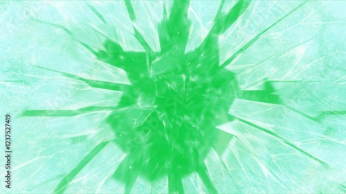 Frozen ice shatter splash on green screen background