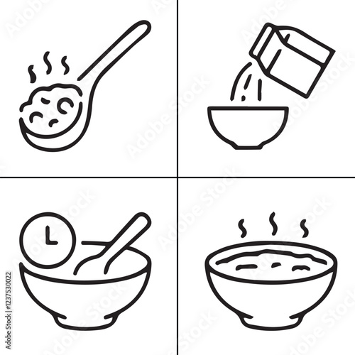 National Cereal Day,food, cup, soup, coffee, hot, dish, drink, meal, bath, toilet, spoon, dinner, breakfast, bowl vector design icon symbol set 