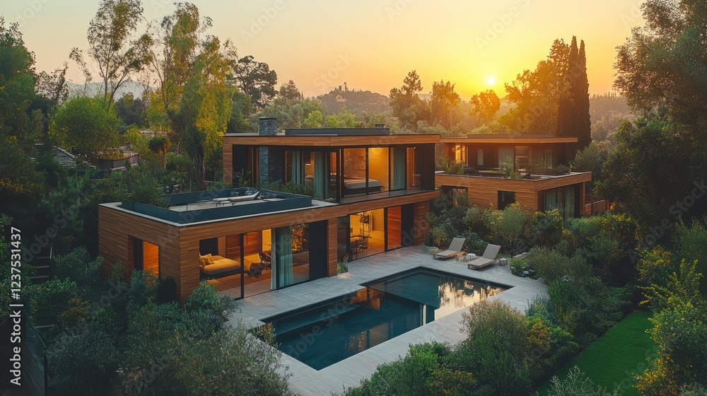 Sunset Luxury Home: Modern Architecture & Poolside Serenity Sunset Luxury Home: Modern Architecture & Poolside Serenity