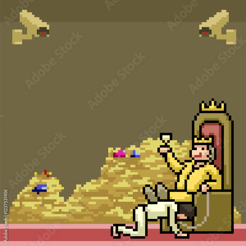 pixel art of billionaire throne king behavior