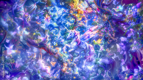 Fairytale Unicorn Magical Fantasy Fairy Enchanted Forest Adorable Children Creature Illustration Art