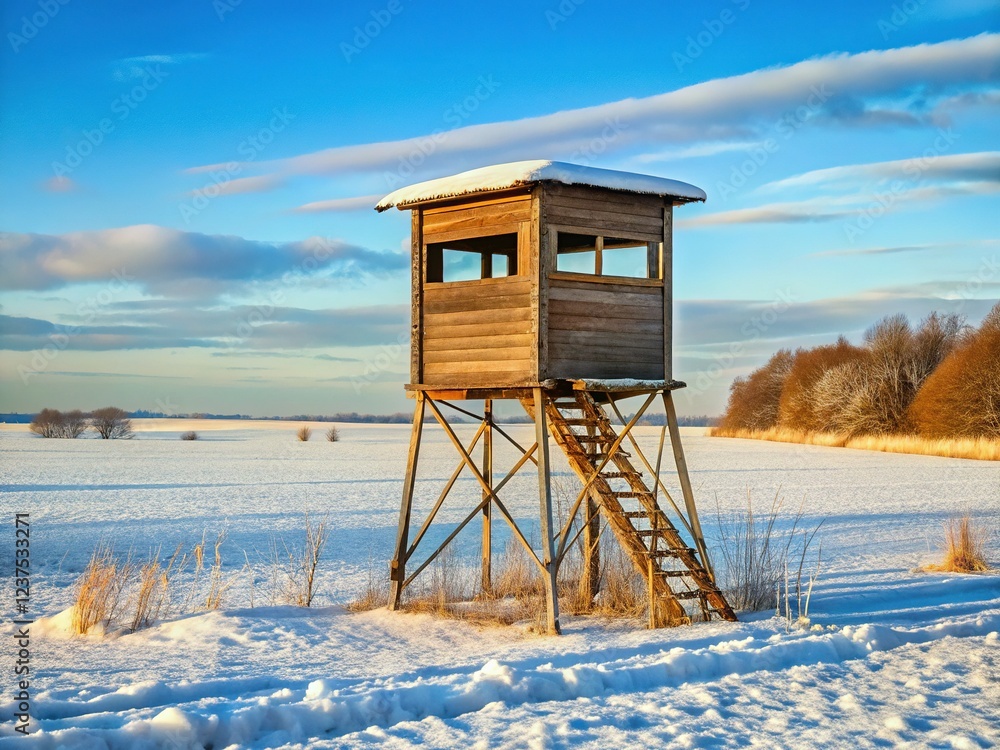 Deer Blind on Wisconsin Farmland in Winter Deer Blind on Wisconsin Farmland in Winter