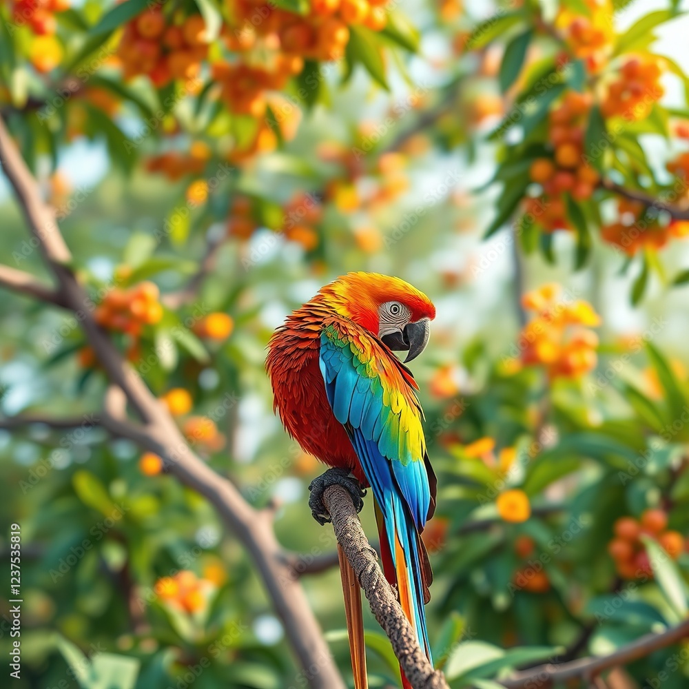 Fototapeta premium Pixelated Paradise: A Virtual Aviary Soars in a Digital Landscape