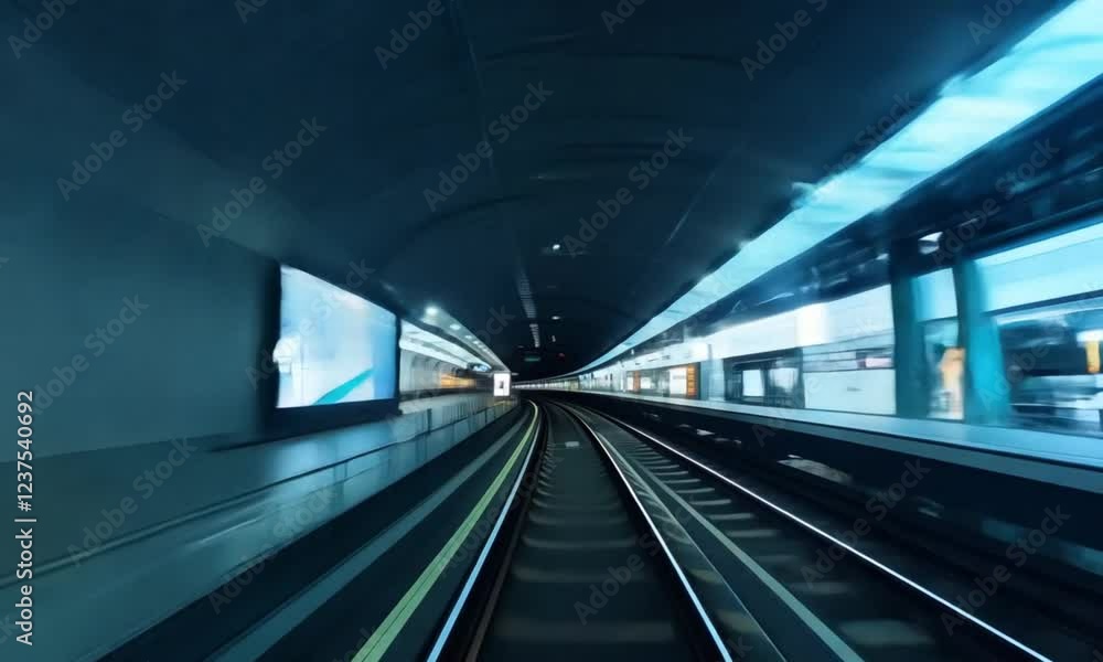 High-speed train entering a subway station tunnel. High-speed train entering a subway station tunnel.