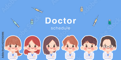 cute cartoon doctor character. illustration vector premium.