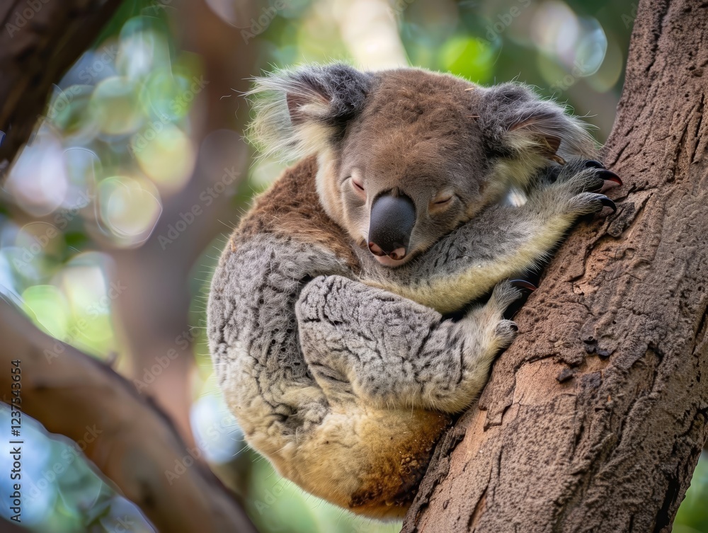 Obraz premium Sleeping Koala Bear in a Tree
