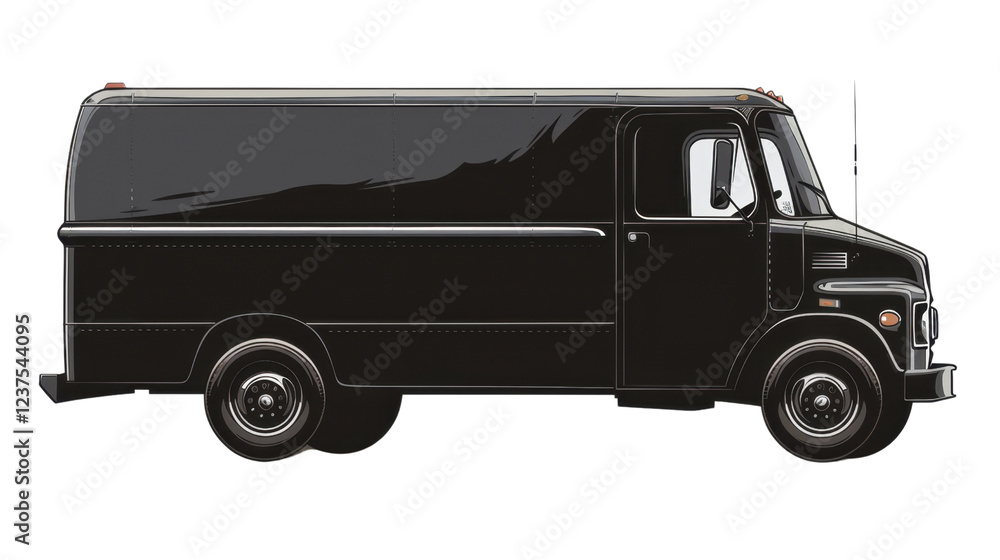 Black delivery van isolated on transparent background Black delivery van isolated on transparent background