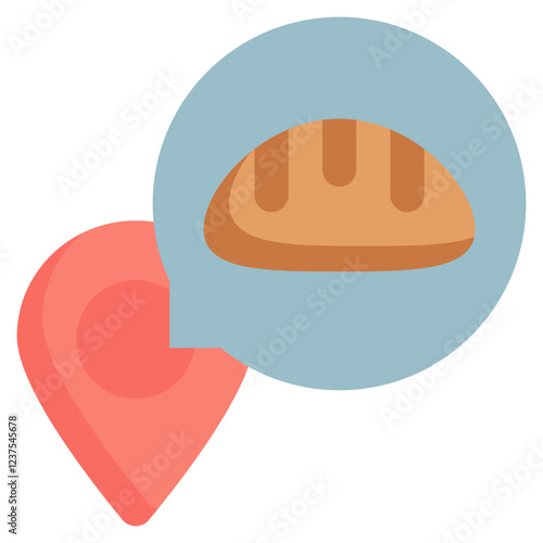 location bakery food bread flat style icon