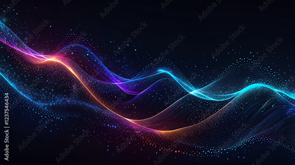Luminous Particle Waves: A Vibrant Abstract Artwork Luminous Particle Waves: A Vibrant Abstract Artwork