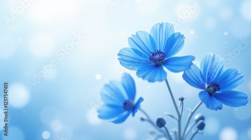 Vivid blue blooms in dreamy detail, radiating surreal beauty and tranquility.
