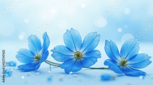 Vivid blue blooms in dreamy detail, radiating surreal beauty and tranquility.
