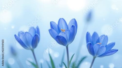 Vivid blue blooms in dreamy detail, radiating surreal beauty and tranquility.
