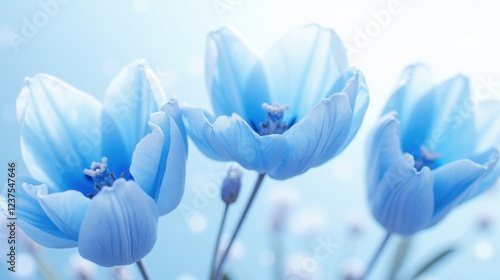 Vivid blue blooms in dreamy detail, radiating surreal beauty and tranquility.
