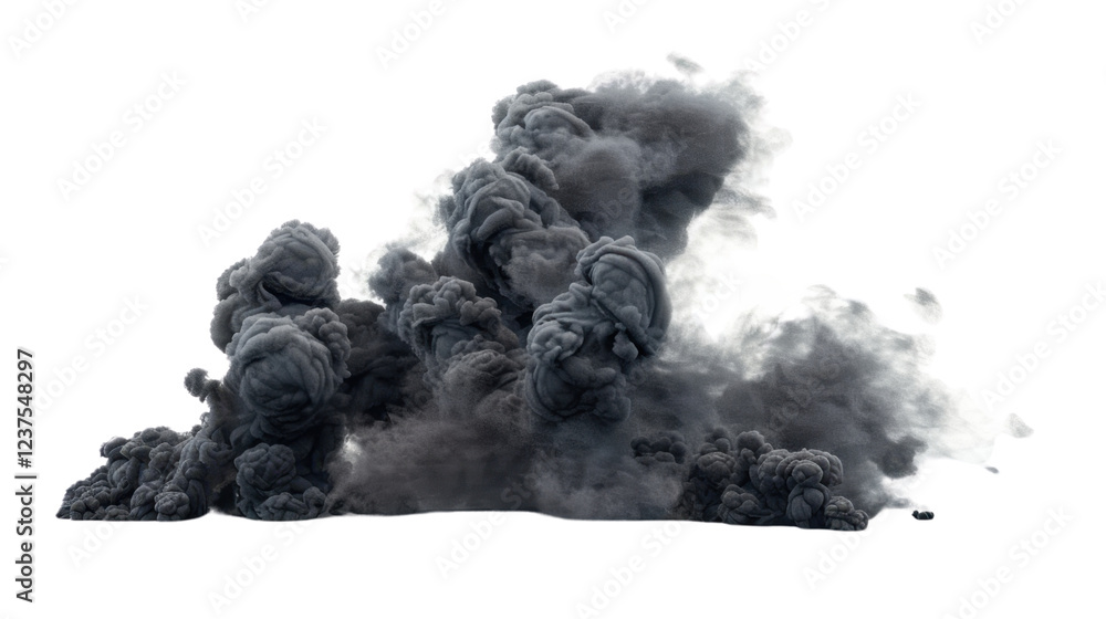 Realistic grey smoke exploding on transparent background Realistic grey smoke exploding on transparent background