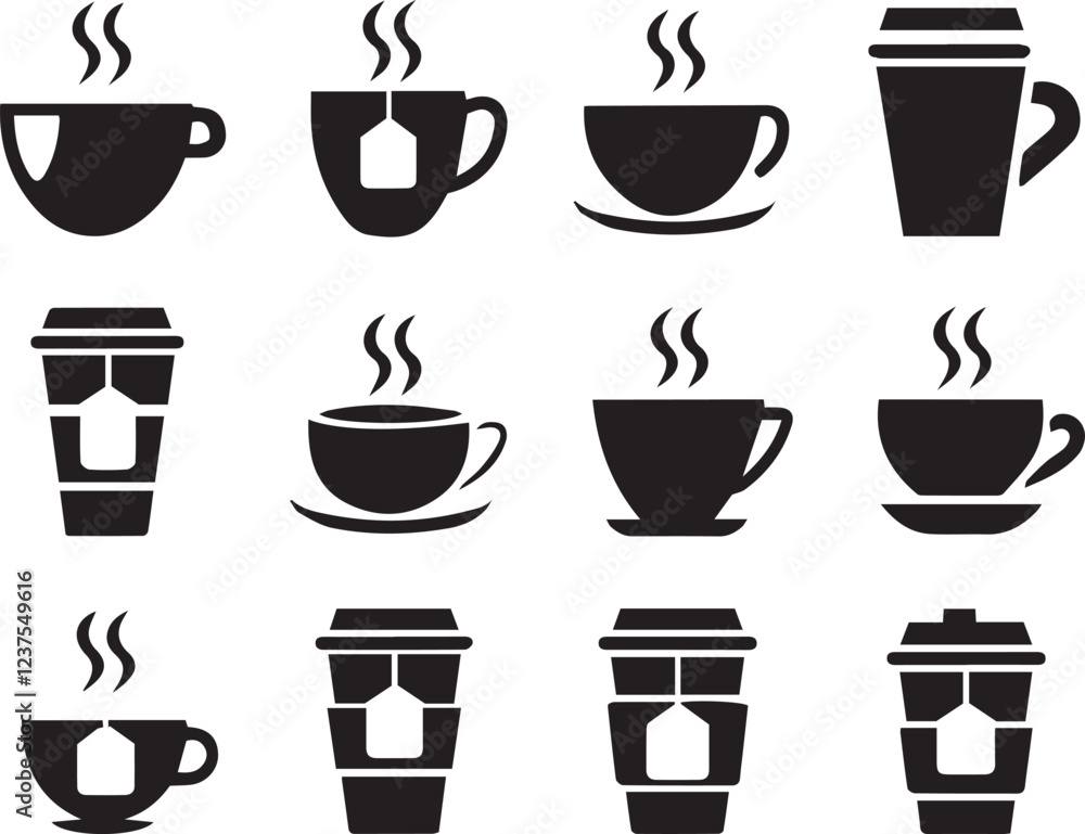 Obraz premium Set Of Coffee Cup And Mug On Isolated white background, Coffee Drinking Cup and Mug. 