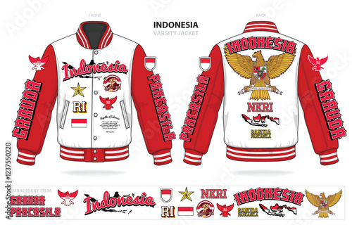 varsity jacket of indonesia mockup template vector