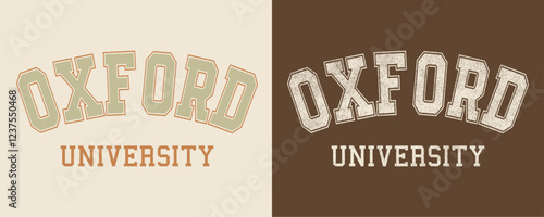 Oxford University retro college varsity typographic vector graphic.