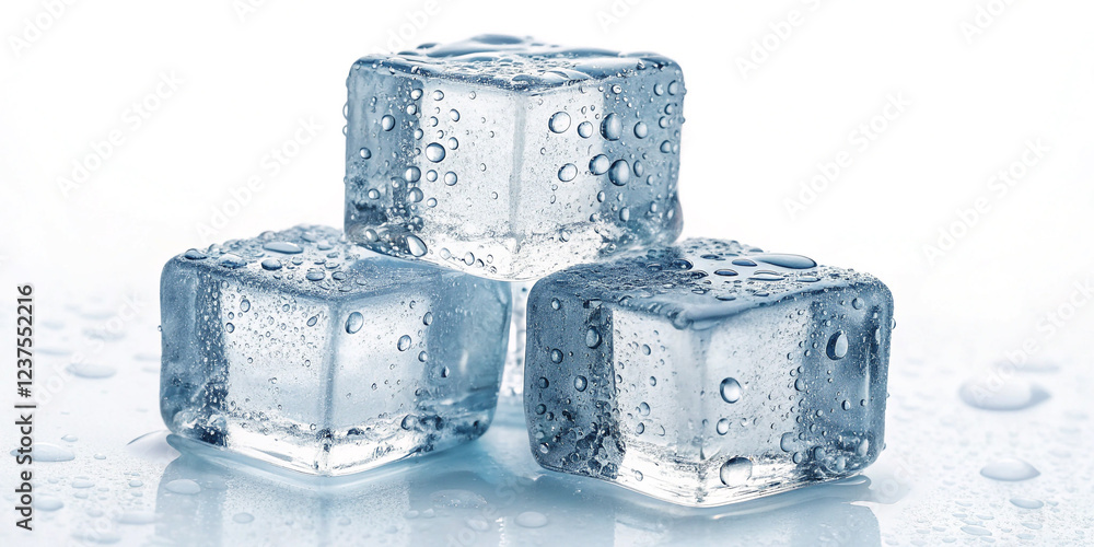 Fresh Ice Cubes Isolated on a White Background for Culinary Use Fresh Ice Cubes Isolated on a White Background for Culinary Use