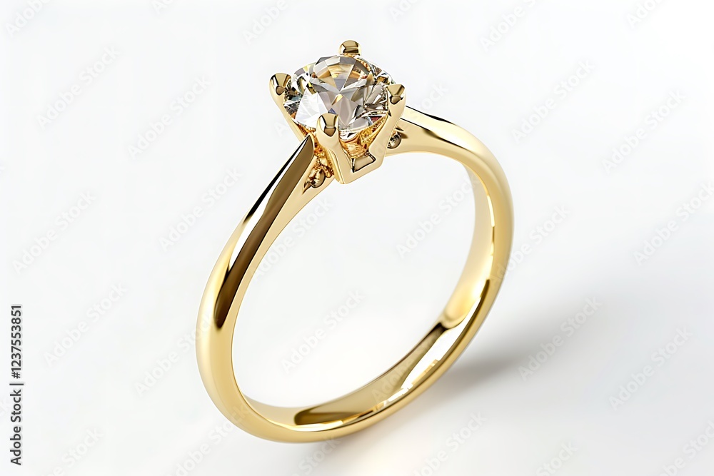 Gold ring with a diamond isolated on white background Gold ring with a diamond isolated on white background
