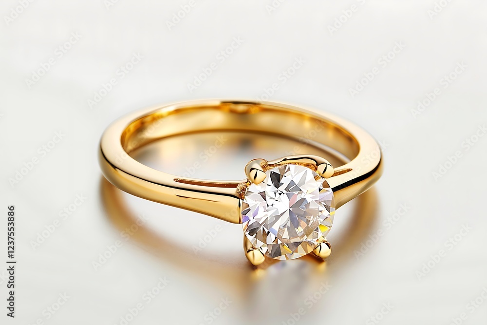 Gold ring with a diamond isolated on white background Gold ring with a diamond isolated on white background