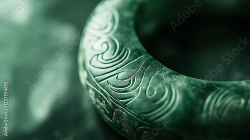 Wallpaper Mural A close-up of a Māori bracelet made of pounamu (greenstone), its smooth, polished surface catching the light Torontodigital.ca